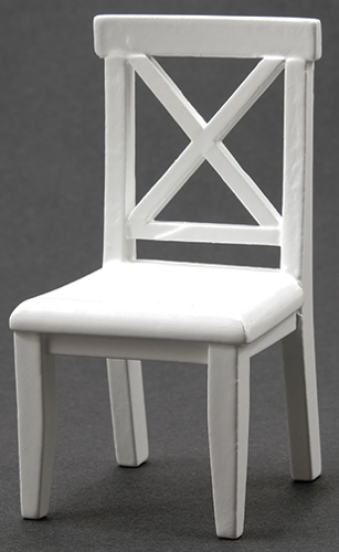 Dollhouse Miniature Cross Buck Chair, White